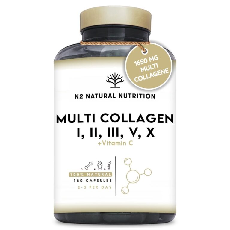 MULTI COLLAGENE Idrolizzato 1650mg. Peptidi di Collagene Marino e Bovino Tipo 1, 2, 3, 5, 10. Collagene Integratore per Ar...