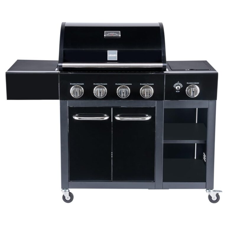 Arsard Barbecue a Gas Professionale XXL Con 5 Fuochi Multifunzione Da 16 KW, Completo Di Bruciatore Laterale, Coperchio, T...