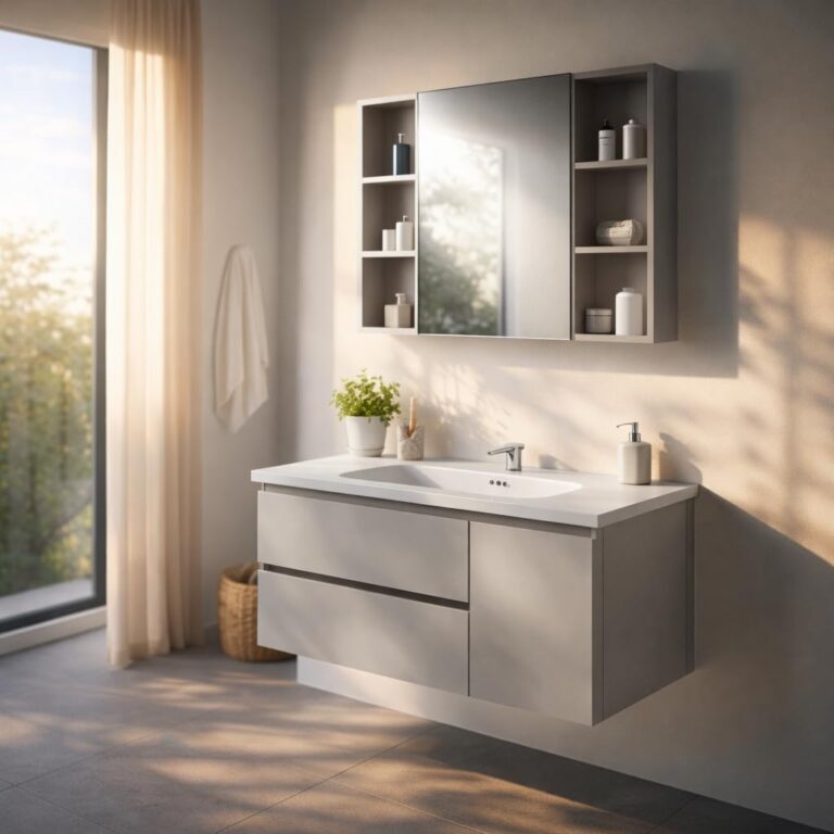REDÒKASA Mobile Bagno Sospeso 100 cm ALTEA in alluminio, 2 cassetti e 1 anta, specchio contenitor...