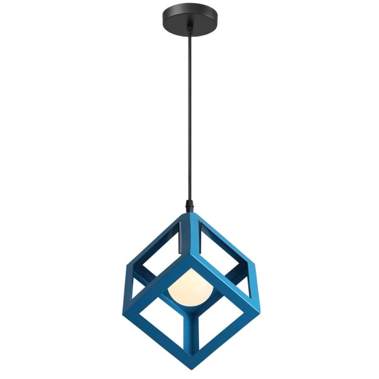 iDEGU Lampadario a sospensione moderno a Forma di Cubo Stile Geometrico E27 Lampada da Soffitto Vintage in Metallo per cam...