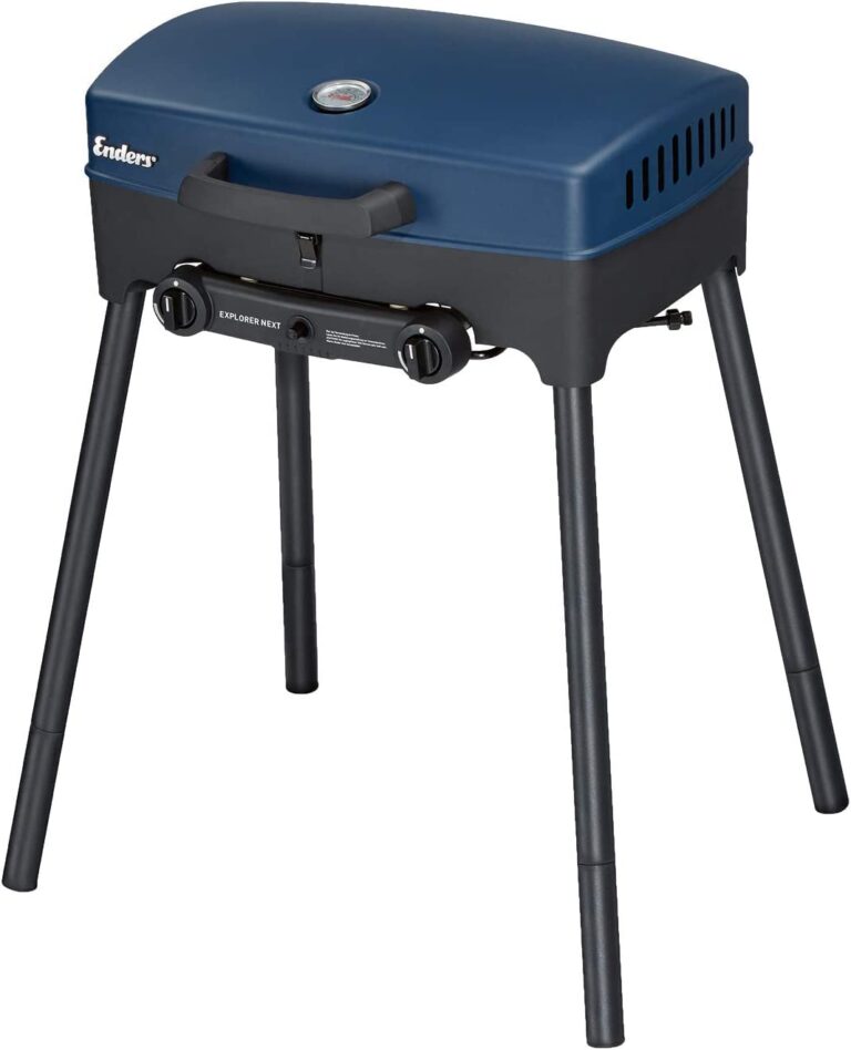 Enders Explorer Next Barbecue a Gas da Campeggio, BBQ Portatile da Esterno 2 Fuochi in Acciaio Inox, BBQ da Tavolo Multifu...