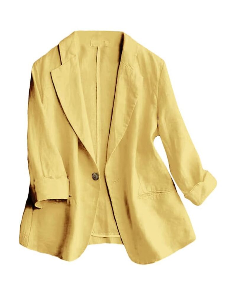 Mywinway Giacca Donna in Cotone e Lino, Maniche 3/4