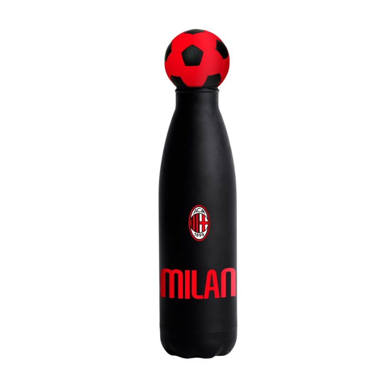 Seven Borraccia termica AC MILAN in acciaio inox bpa free 500 ml, Mantenimento temperatura: caldo 12h/freddo 24h, Bambino,...