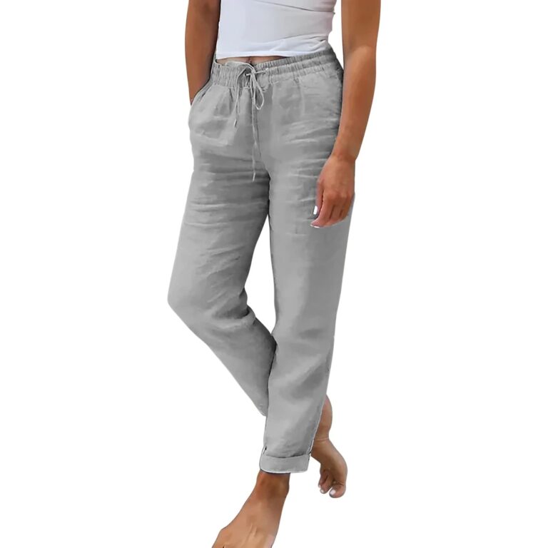 Pantaloni Donna Estivi in Lino e Cotone 7/8 a Gamba Larga