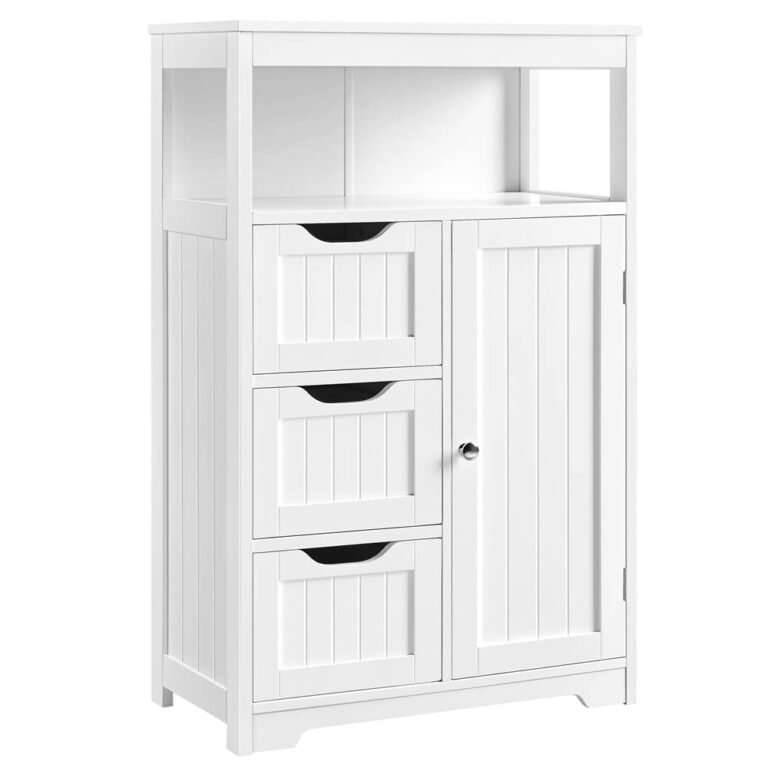 Yaheetech Mobile da Bagno Armadietto da Terra Mobiletto con Cassetto e Ripiano Regolabile Bianco Credenza Multiuso con Dop...