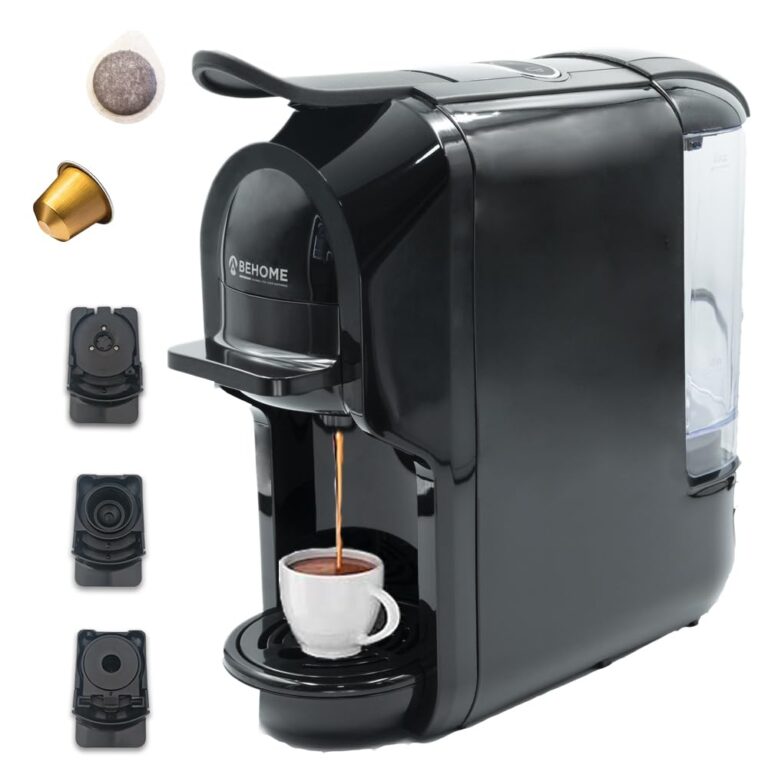 BEHOME Macchina Caffè Espresso per Cialde, Nespresso e Dolce Gusto, 3 Adattatori compatibili per ogni Caffè, Caffè Espress...