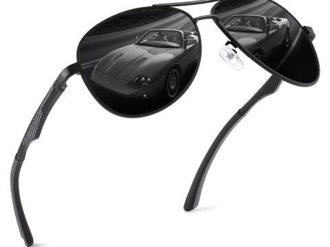 GQUEEN Occhiali da Sole Uomo Polarizzati Al-Mg Pilota UV400