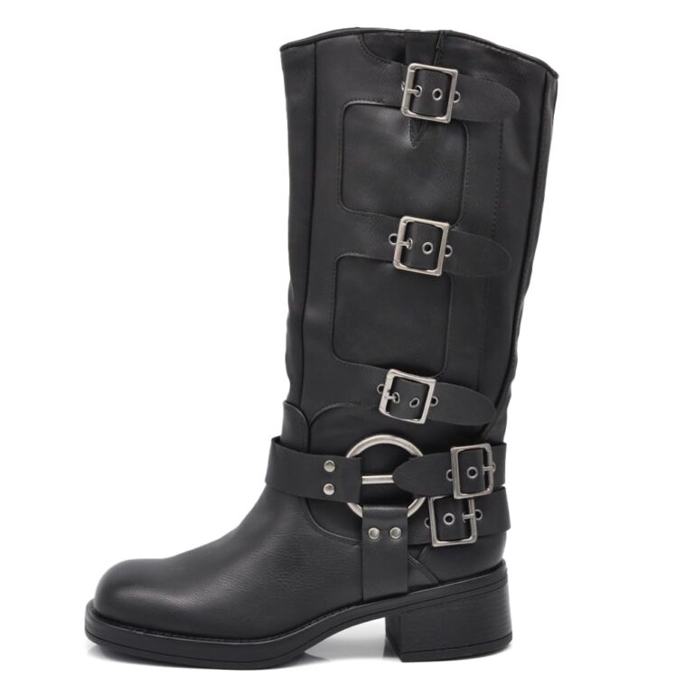 IF Fashion Anfibi Biker al Polpaccio da Donna con Fibbie