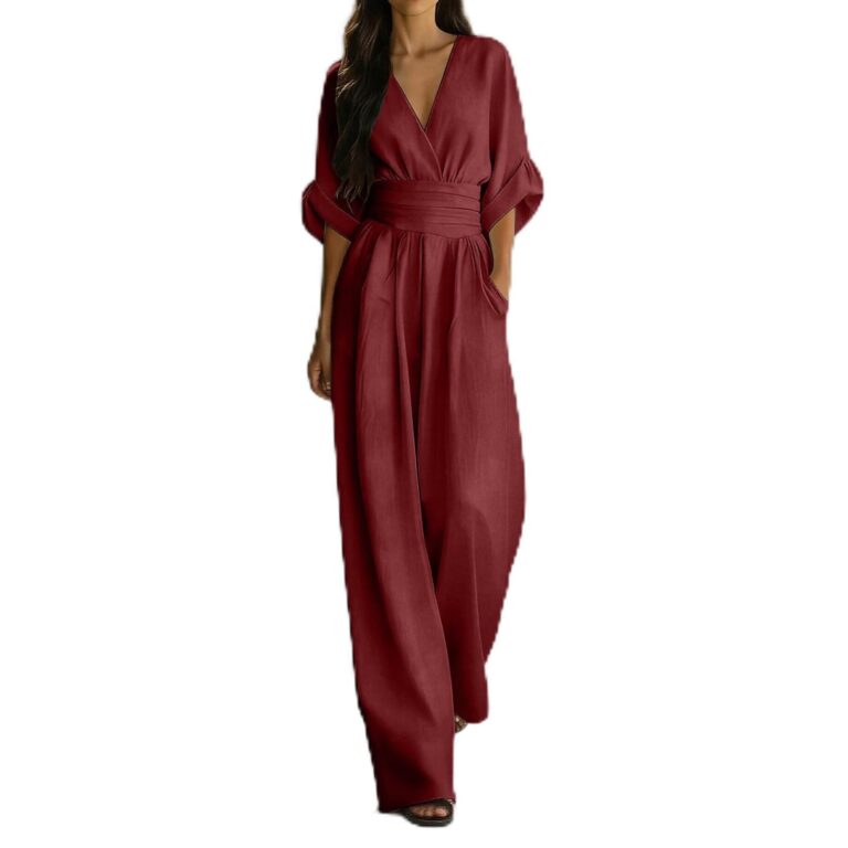 Tuta Elegante Donna da Cerimonia Scollo a V con Cintura