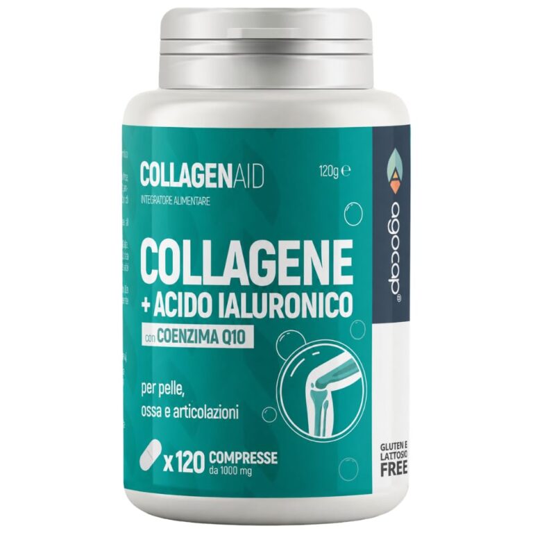 Collagene e Acido Ialuronico. Collagene idrolizzato, 120 compresse arricchite con Coenzima Q10. Collagene integratore, 100...