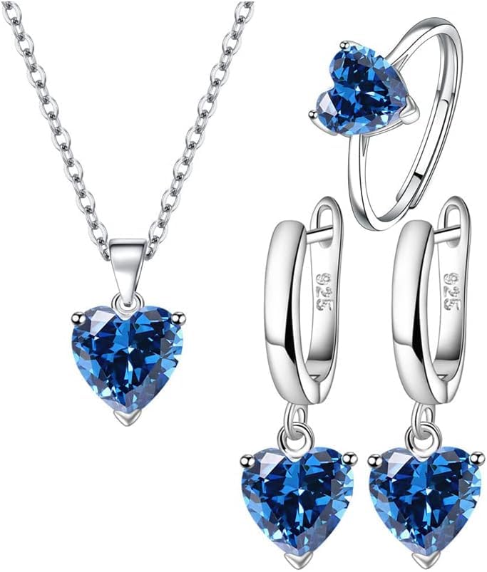 TTPSRY parure 3 pezzi: collana, orecchini e anello cuore