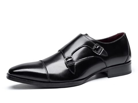 Kanggrei Monk Strap Doppia Fibbia Pelle Punta Liscia Oxford