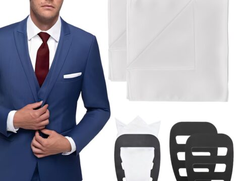 Yupzar Set 2 Fazzoletti da Taschino con 2 Supporti Quadrati Inclusi