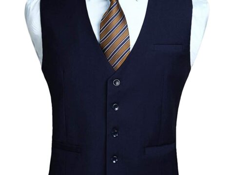 HISDERN Gilet da Uomo in Cotone Tinta Unita per Cerimonie e Feste