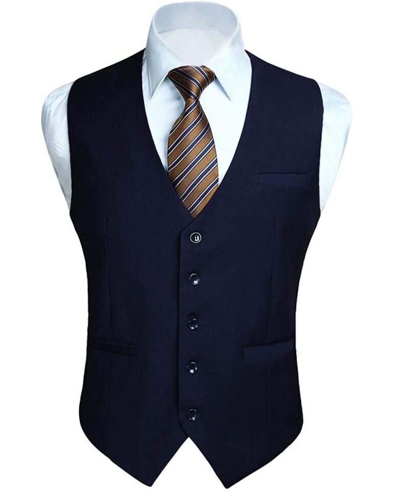 HISDERN Gilet da Uomo in Cotone Tinta Unita per Cerimonie e Feste
