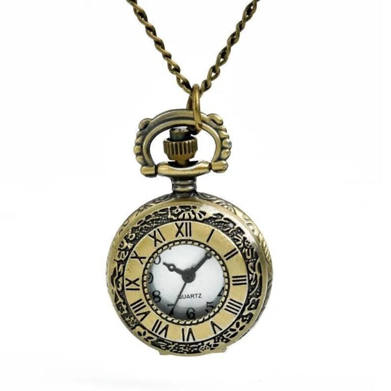 Tomedeks Orologio da tasca a quarzo vintage con collana, bronzo