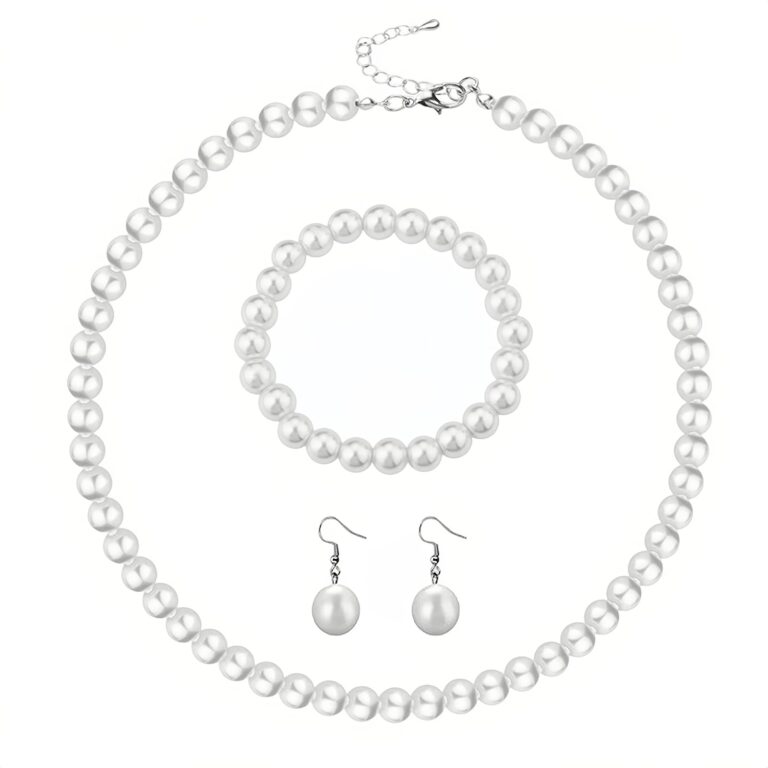 MR BAEQ set gioielli perle finte: collana e orecchini da sposa