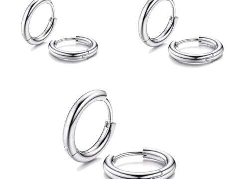 JEYORZY Set 3 Paia Orecchini a Cerchio in Acciaio Inossidabile Uomo e Donna