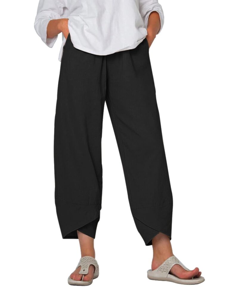 heekpek Pantaloni donna estivi in cotone e lino da spiaggia