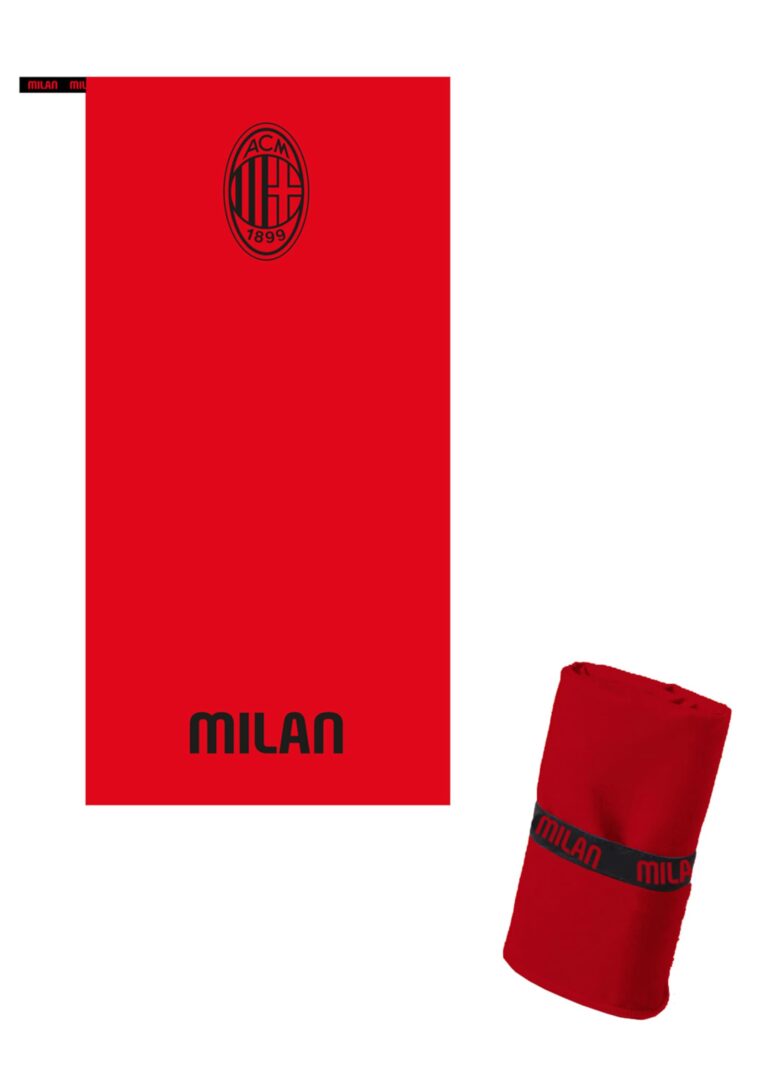 hermet Telo in Microfibra 80x160 cm AC Milan – Asciugamano Ufficiale Rossonero per Mare, Piscina, Palestra e Viaggio con F...