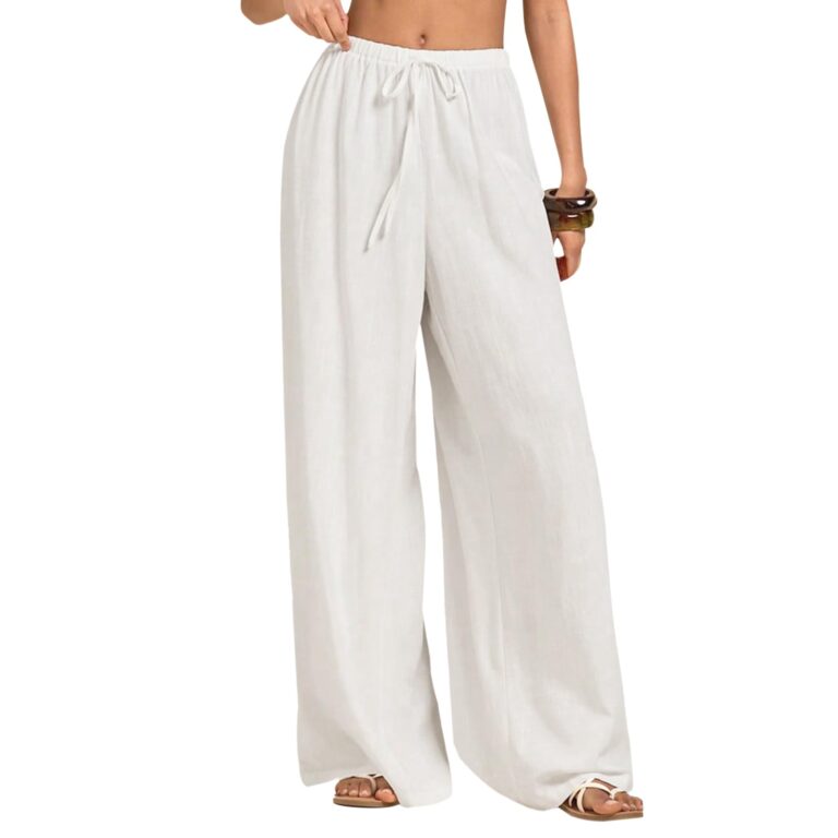 Neteson Pantaloni in Lino Donna Larghi Leggeri con Tasche