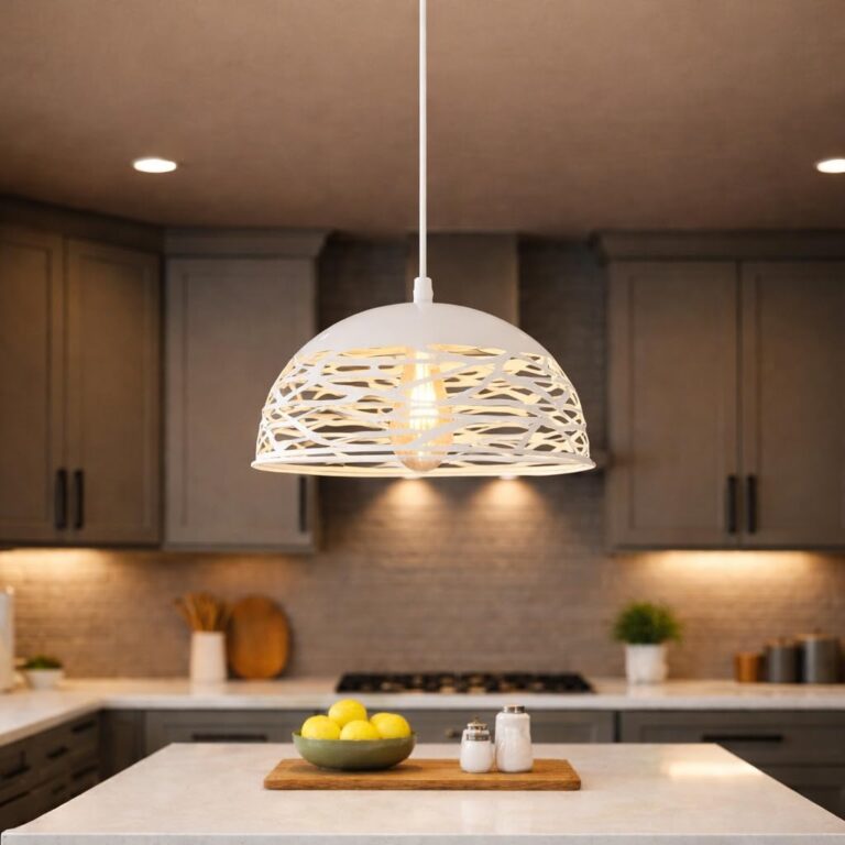 Partenopea Lampadario a Sospensione da Soffitto E27 in Ferro Verniciato, Paralume Traforato Design Moderno, Ø35xH26 cm, Fi...