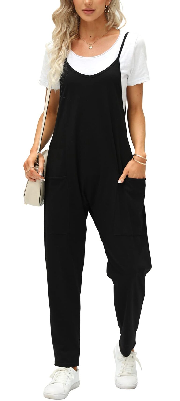 Ebifin Salopette da donna estiva senza maniche con tasche