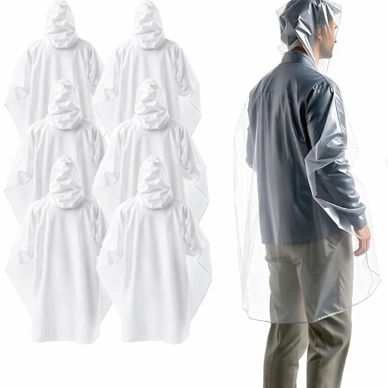 Poncho antipioggia monouso trasparente con cappuccio – confezione 8 pezzi