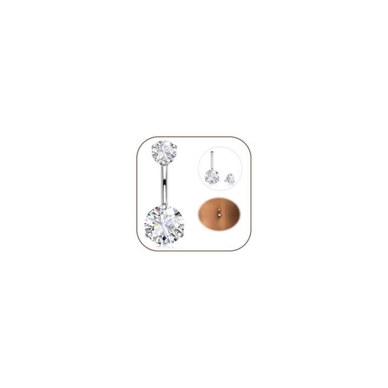 Diamday Piercing ombelico in acciaio chirurgico 316L con CZ – 14G
