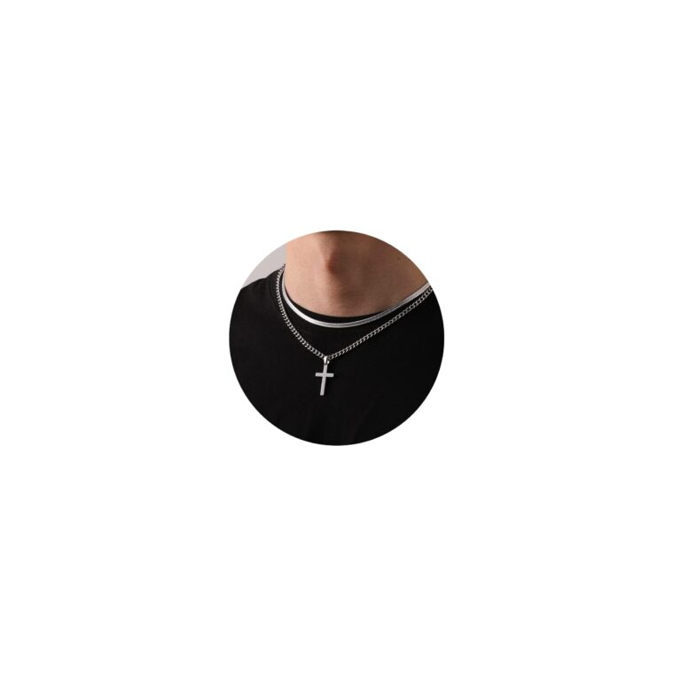 Esmoly Collana Crocifisso Uomo Acciaio 316L con Catena Cubana