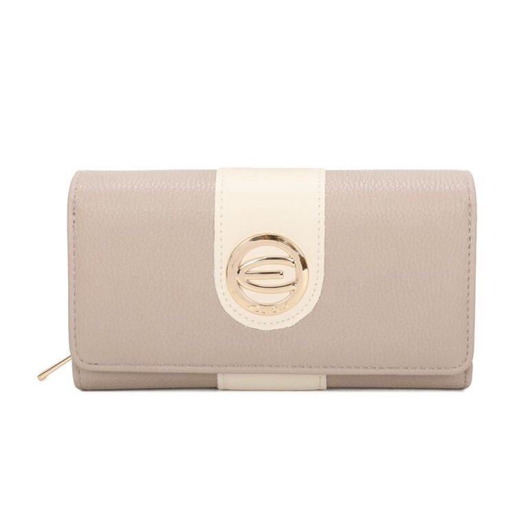 ELIOX portafoglio donna grande in pelle PU taupe