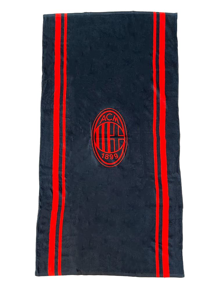 hermet A.C. Milan, Telo Mare Piscina In Spugna, 90x170, 100% Cotone, Prodotto Ufficiale, Cimato