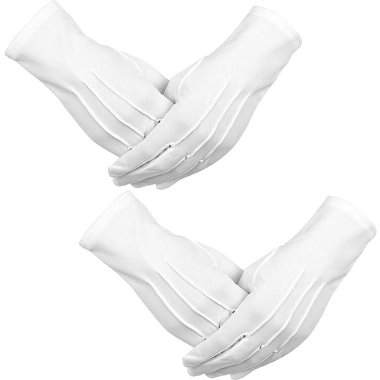 Guanti Cerimoniali Bianchi con Fibbia, 2 Paia Cotone e Nylon
