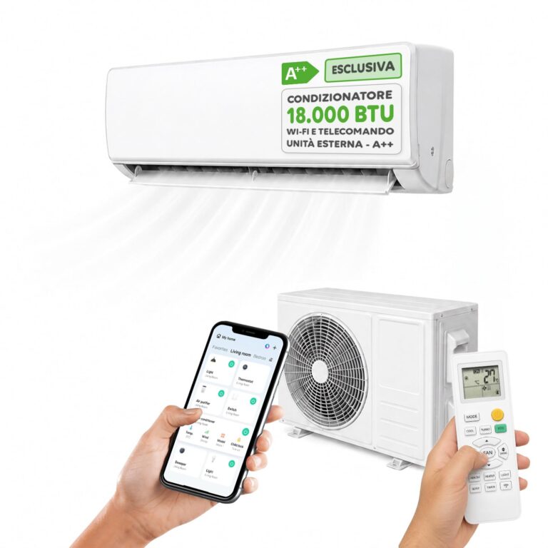 Wintem – Condizionatore 18000 BTU Inverter R32, Wi-Fi, A++/A+, Compressore GREE | Climatizzatore 18000 BTU Fisso, Pompa di...