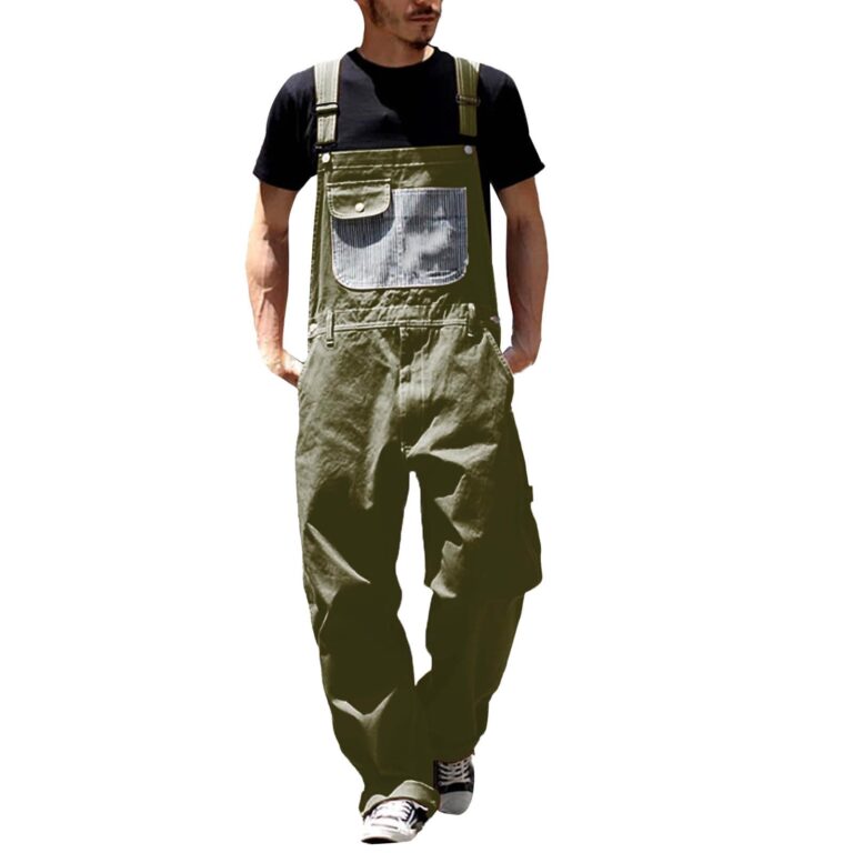 Salopette Uomo Jeans Vestibilità Rilassata con Spalline Regolabili