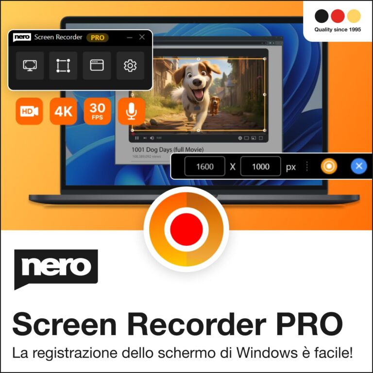 Nero Screen Recorder PRO 365 – Registrazione 4K/60FPS con AI