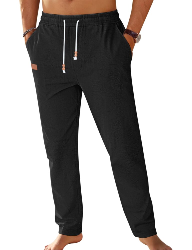 TARAINYA Pantaloni Cotone Lino Uomo con Cordino e Tasche – Estate