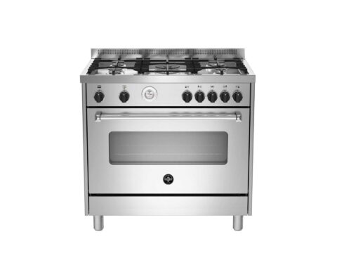 Cucina a gas 90 cm 5 fuochi con forno elettrico multifunzione Inox