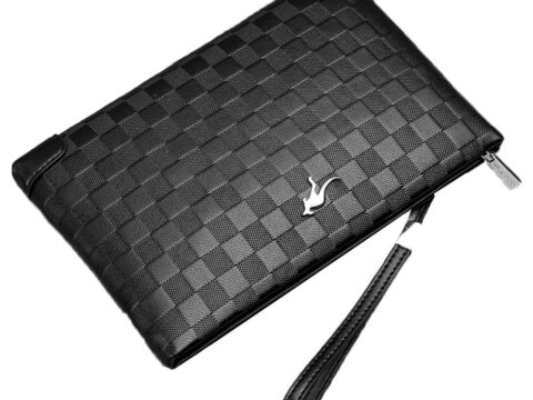 Aideal Pochette Elegante Uomo Nera con Zip 26,5×17,5 cm