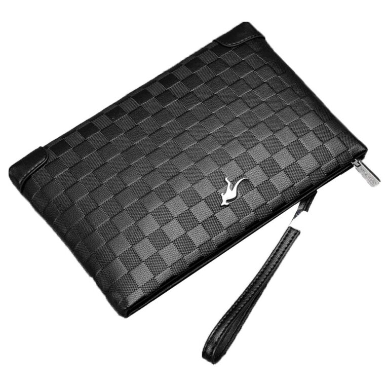 Aideal Pochette Elegante Uomo Nera con Zip 26,5x17,5 cm