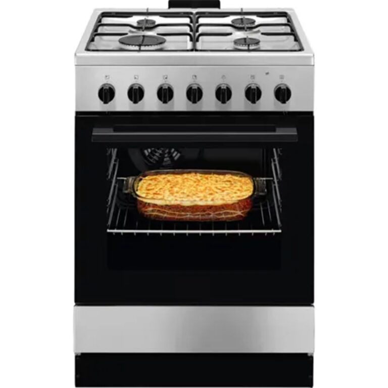 Cucina a gas 4 fuochi con forno elettrico 60x60 cm Inox classe A