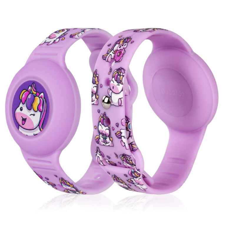 AXFEE Bracciale silicone per bambini compatibile AirTag, viola