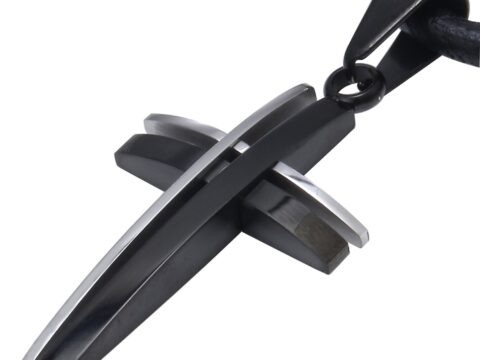 DonDon Collana Uomo Croce Bicolore in Acciaio Inox con Sacchetto Velluto