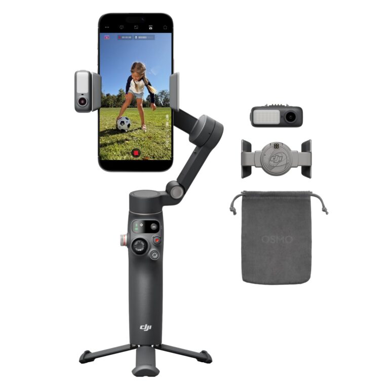 DJI Osmo Mobile 8 Combo Advanced Tracking stabilizzatore per smartphone, AI tracciamento nativo con audio e illuminazione,...