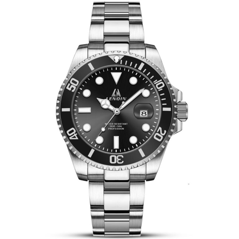 LN LENQIN Orologio Uomo Analogico Acciaio Inox con Data e Lancette Luminose