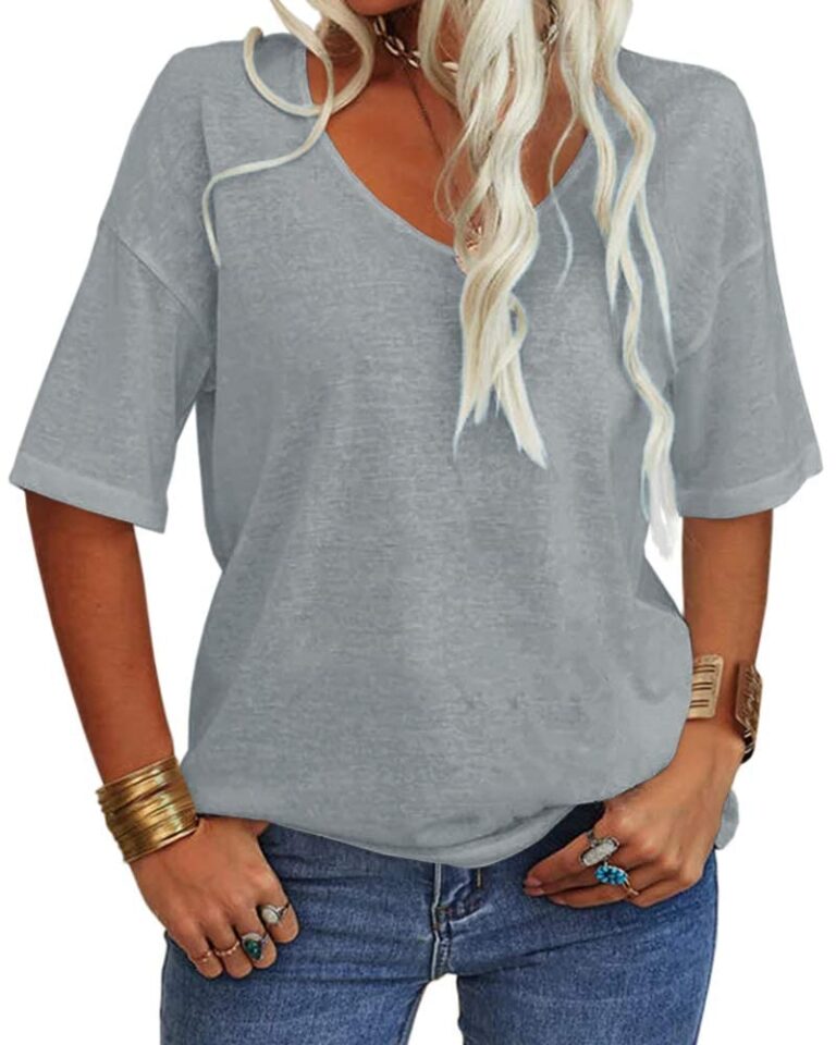 Tankaneo Maglietta Donna Scollo a V Oversize Estiva