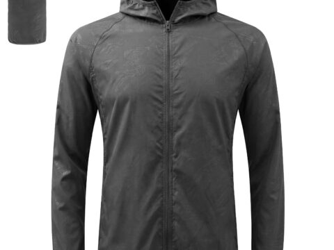 BSBUY Giacca Impermeabile Uomo con Cappuccio Pieghevole