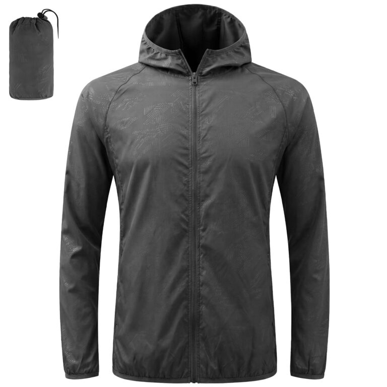 BSBUY Giacca Impermeabile Uomo con Cappuccio Pieghevole