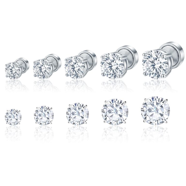 GWEOR 5 Paia Orecchini Clip Magnetici con Zirconi Regolabili