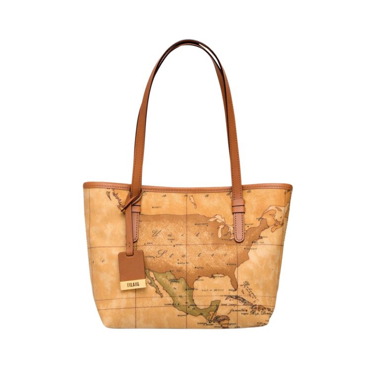 Alviero Martini 1ᴬ Classe, Borsa a Mano Donna, in Tessuto Stampato Geo Classic, Dettagli in Pelle di Vacchetta e Metalleri...